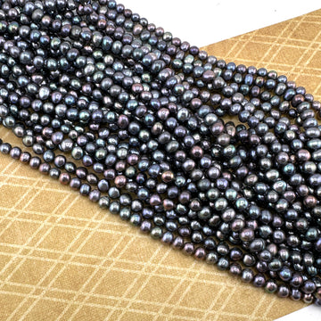 Blue Peacock Potato Pearls 5-6mm