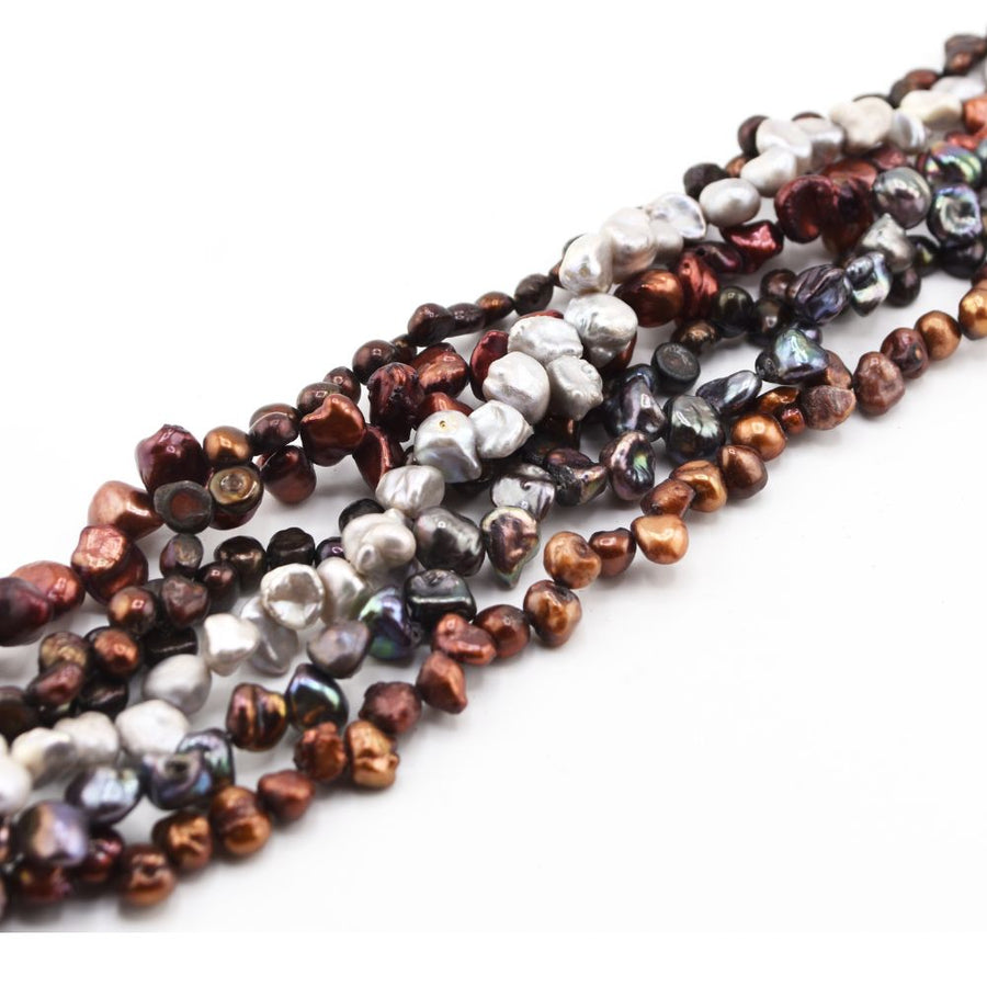 Copper Top Drill Potato Freshwater Pearls 6 x 5mm