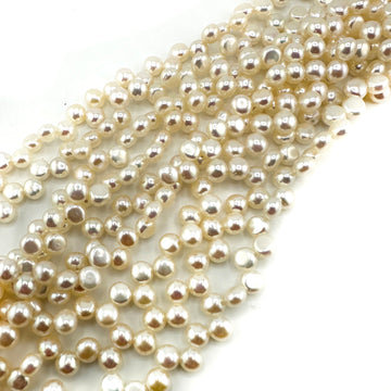 White Top-Drilled Button Pearls- 5mm