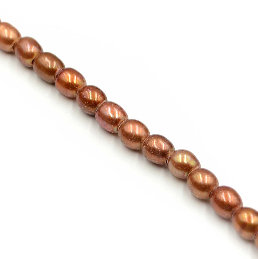 Large Hole Pearls- Copper Rice, 8mm