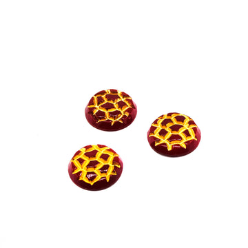 Red and Gold Crackle VINTAGE Glass Cabochon