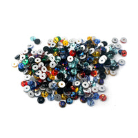 4mm sew-on rhinestone mix in jet, sapphire, topaz, aquamarine, tourmaline, metallic blue, metallic purple, and Siam