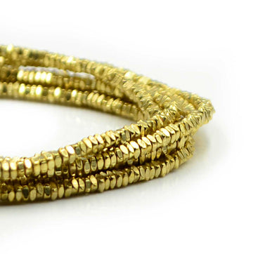 Square Heishi- Gold Plate