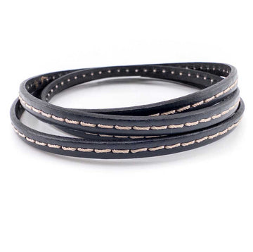Stitched Grey- 5mm Strap Leather by the Yard