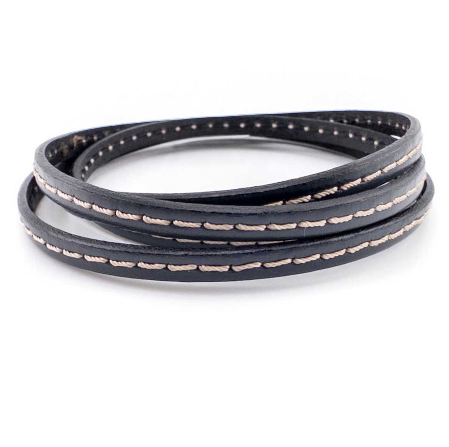 Stitched Grey- 5mm Strap Leather by the Yard