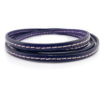 Stitched Deep Purple- 5mm Strap Leather by the Yard