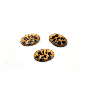 Top Hat and Glove Motif VINTAGE Glass Cabochon