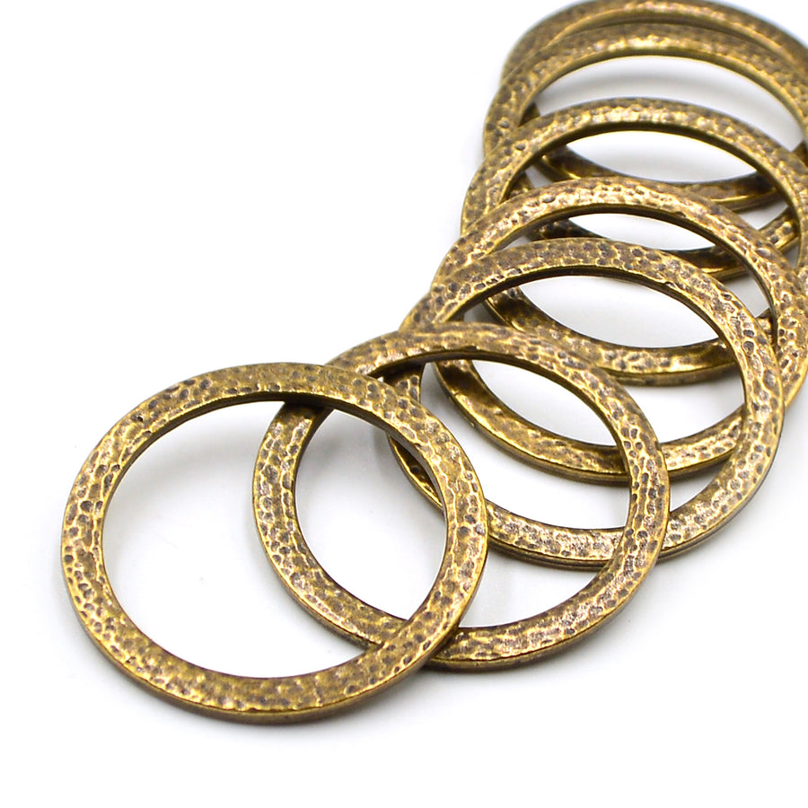 1.25 Inch Hammertone Ring- Antique Brass