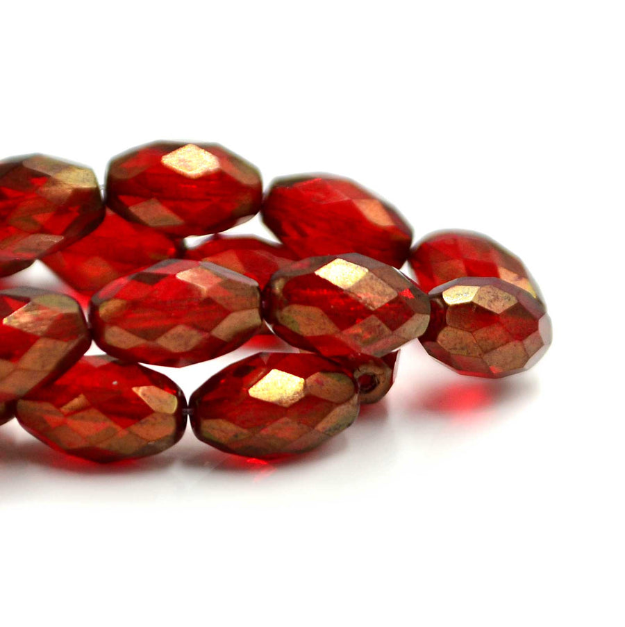 Faceted Ovals- Ruby Gold Luster