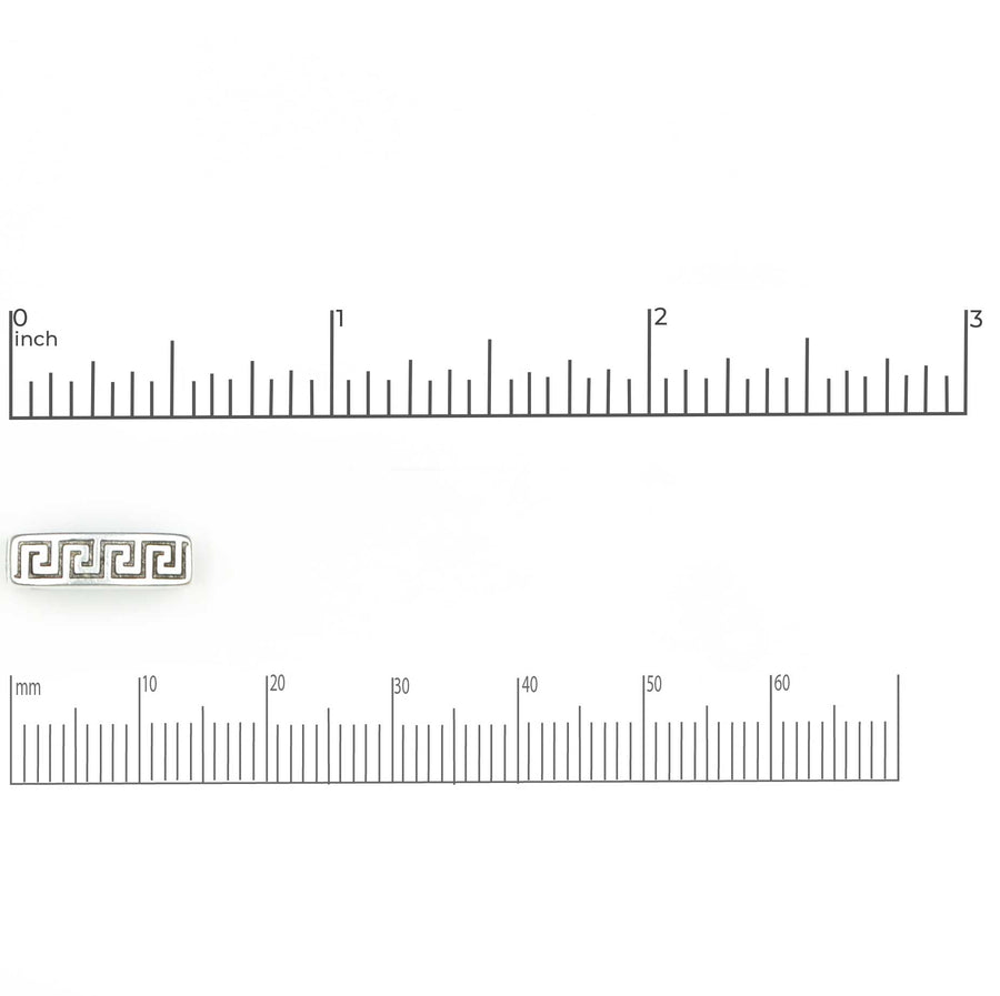 10mm Slider- Greek Key- Antique Silver