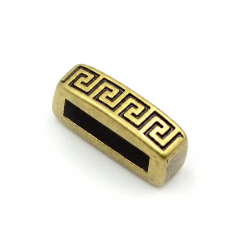 10mm Slider- Greek Key- Antique Brass