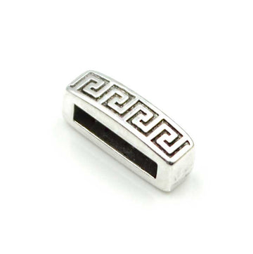 10mm Slider- Greek Key- Antique Silver