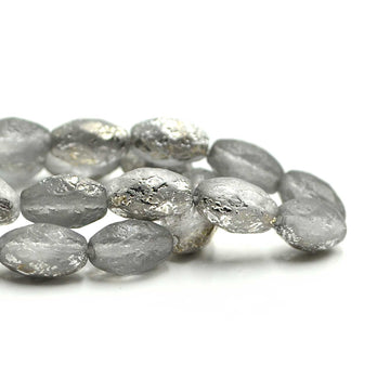 Faceted Ovals- Etched Grey, Silver Finish