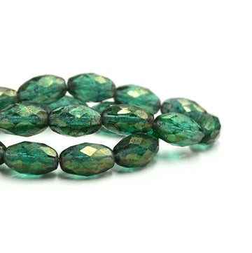 Faceted Ovals- Emerald Gold Luster