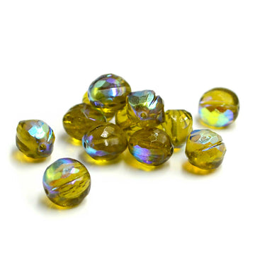 10mm Faceted Melons- Peridot AB