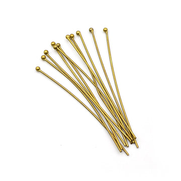 2 inch 2mm Dot Head Pins - Satin Gold (10 pieces)
