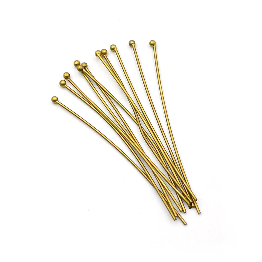2 Inch 2mm Dot Head Pins- Antique Brass (10 pieces)