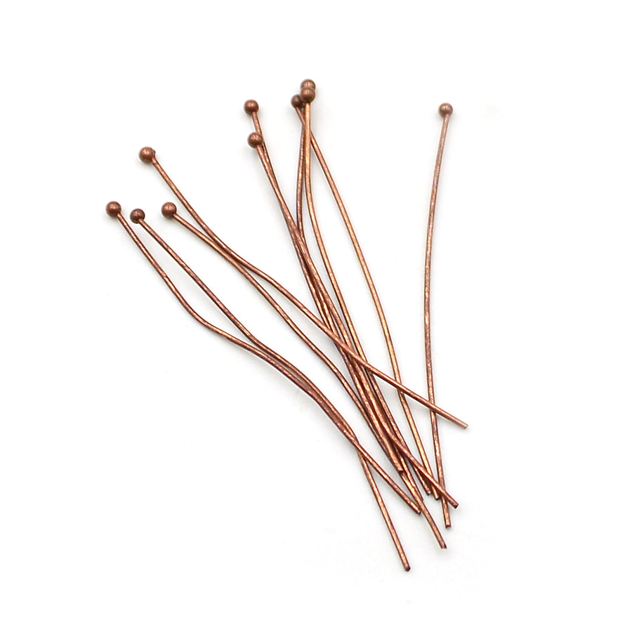 2 Inch 2mm Dot Head Pins- Antique Copper (10 pieces)
