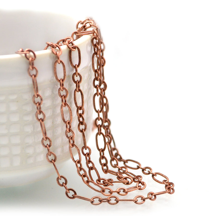 Long and Short- Antique Copper Chain by the Foot