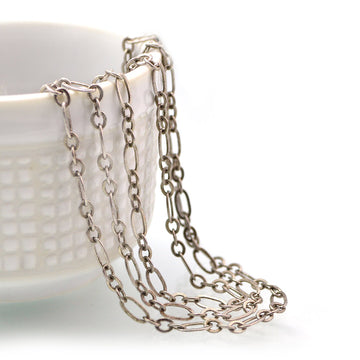 Long and Short- Antique Silver Chain by the Foot