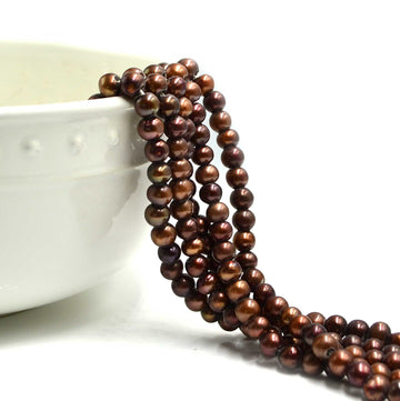 Large Hole Pearls- Brown Potato, 6.5mm