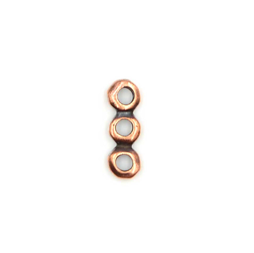 3-Hole Nugget Spacer Bar- Antique Copper