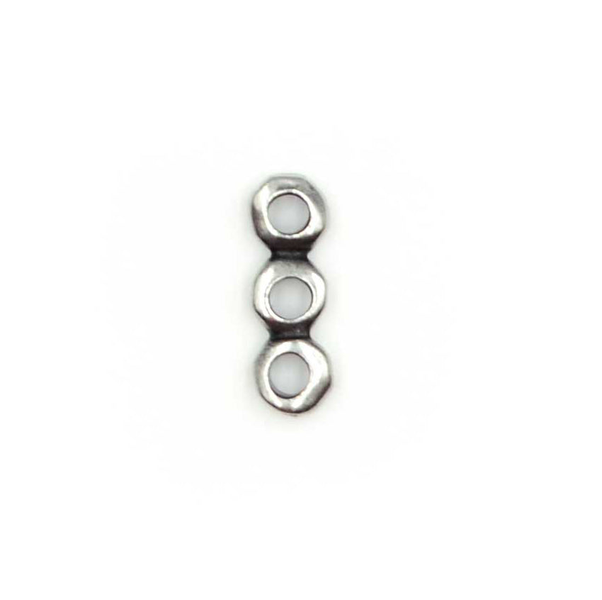 3-Hole Nugget Spacer Bar- Antique Silver