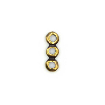 3-Hole Nugget Spacer Bar- Antique Brass