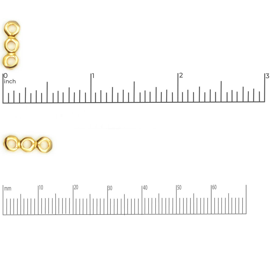3-Hole Nugget Spacer Bar- Gold