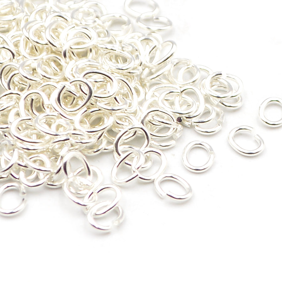 6mm/20g Oval Jump Rings- Bright Silver