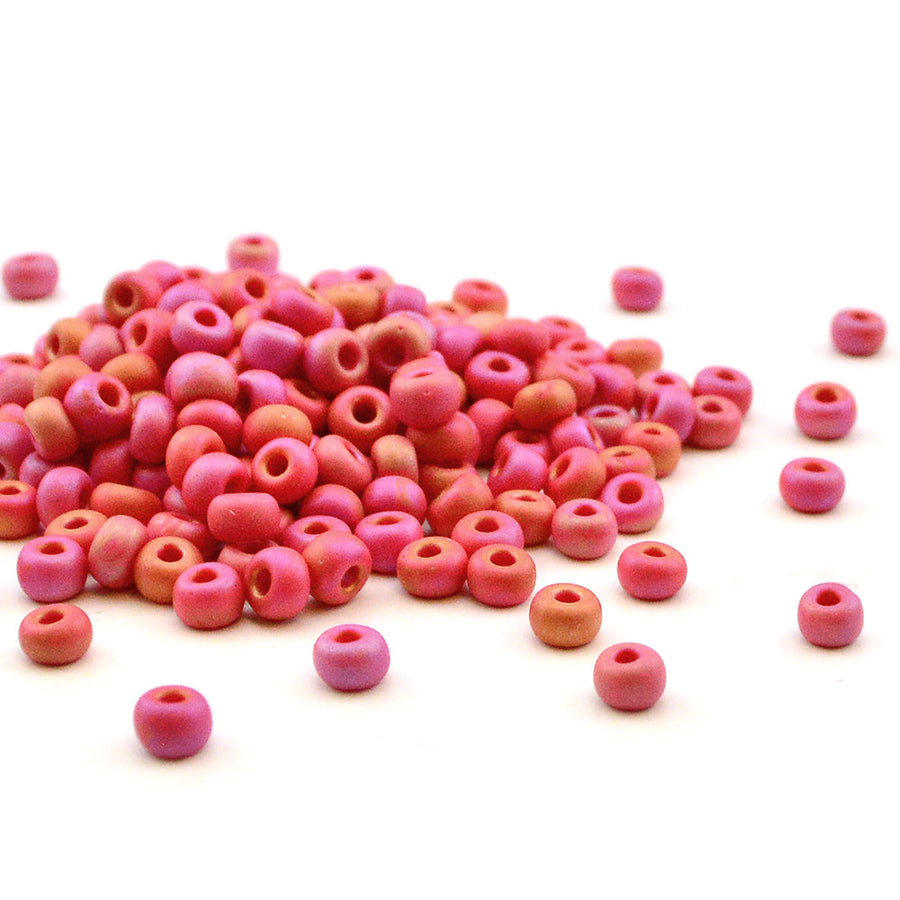 6-407FR Matte Opaque Vermilion Red AB 6/0 , 6/0 Miyuki Seed Beads - Helby, Beadshop.com