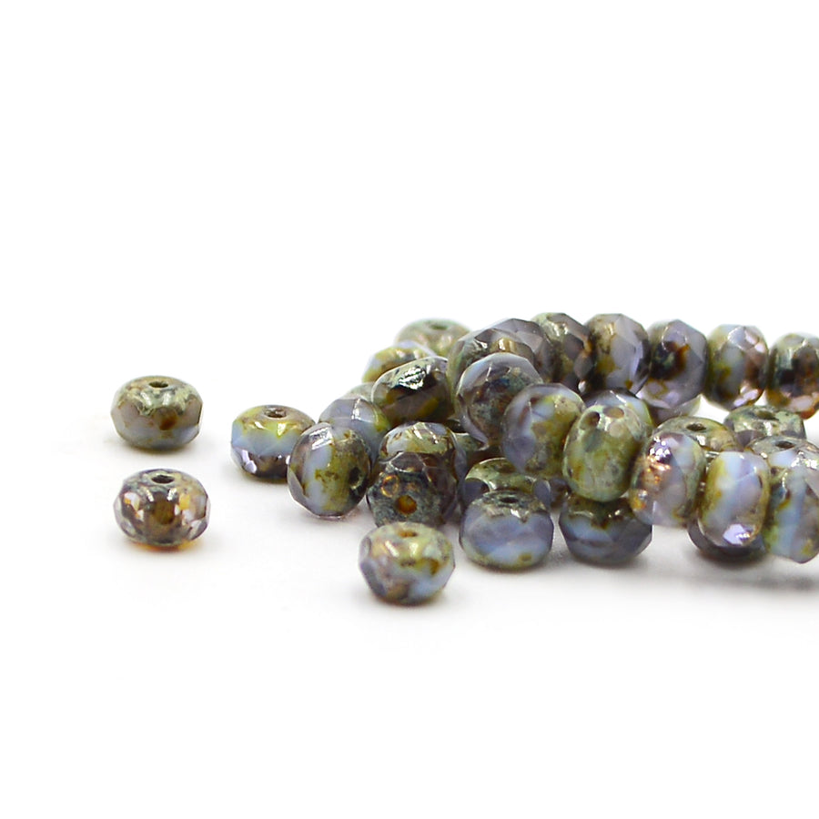 5mm Rondelles- Periwinkle Grape Picasso