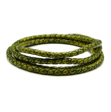 Distressed Green- 5mm Round Braided European Leather by the Yard