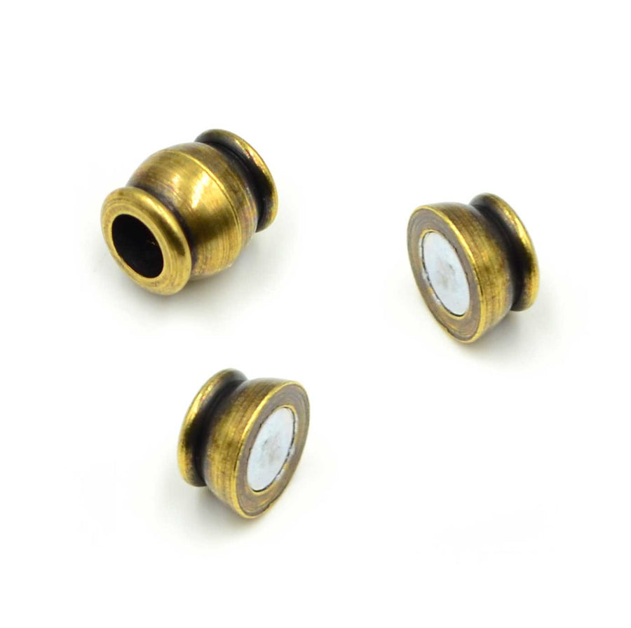 5mm Small Round Barrel Clasp- Antique Brass