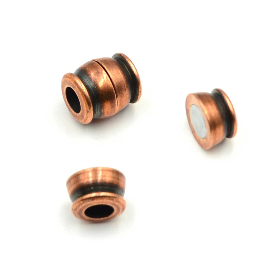 Small Round Barrel Clasp 5mm- Antique Copper