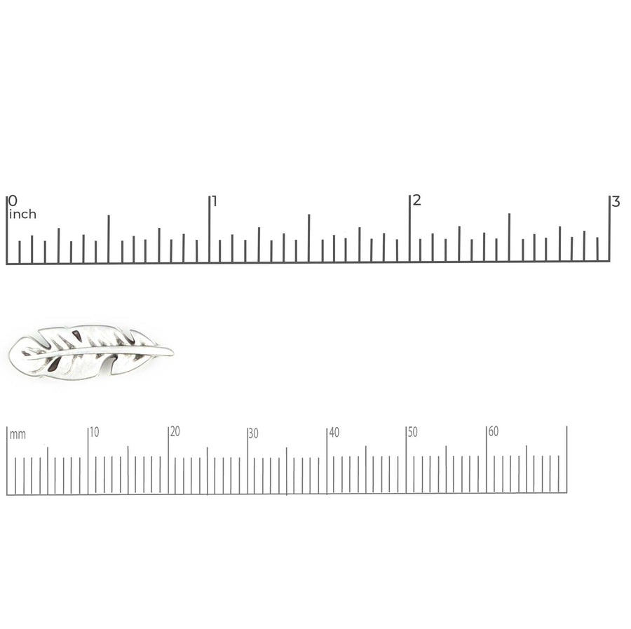 5mm Slider- Bitty Feather- Antique Silver