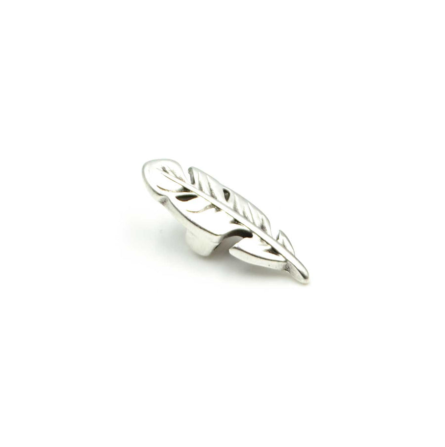 5mm Slider- Bitty Feather- Antique Silver