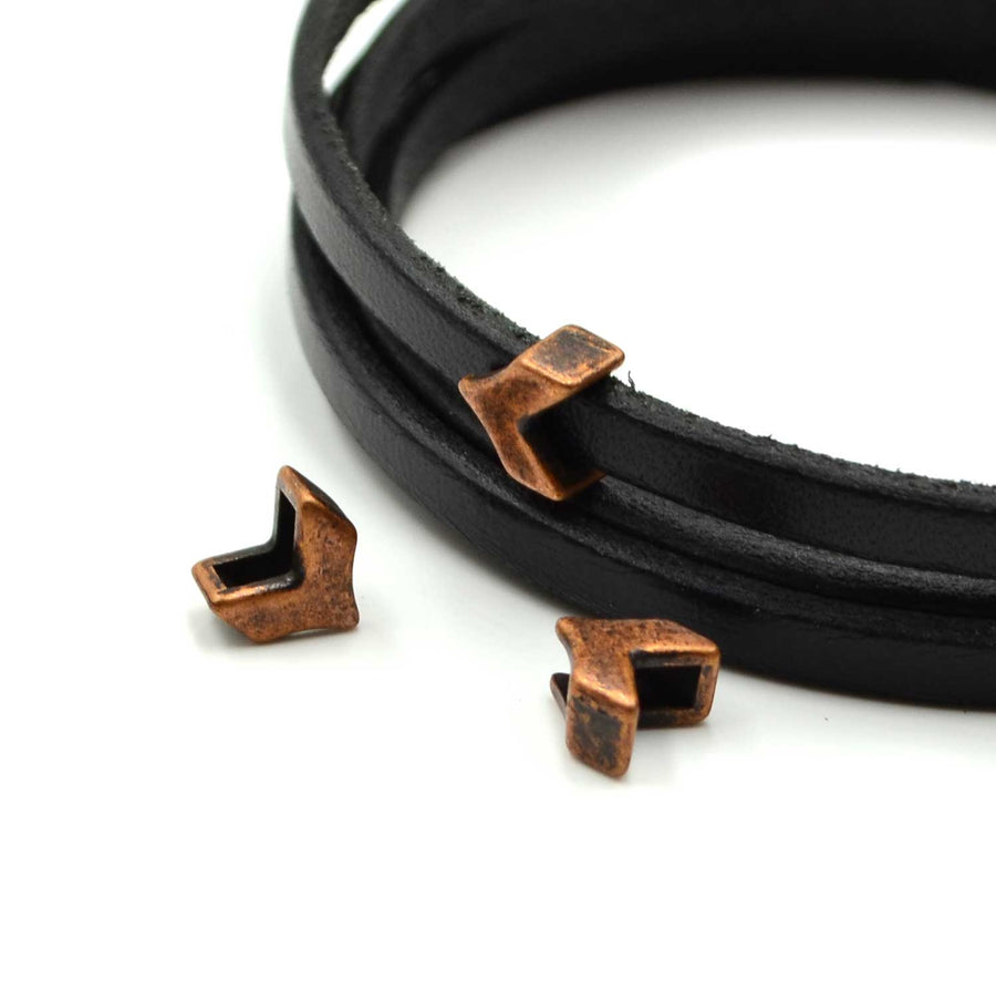 5mm Slider- Chevron- Antique Copper