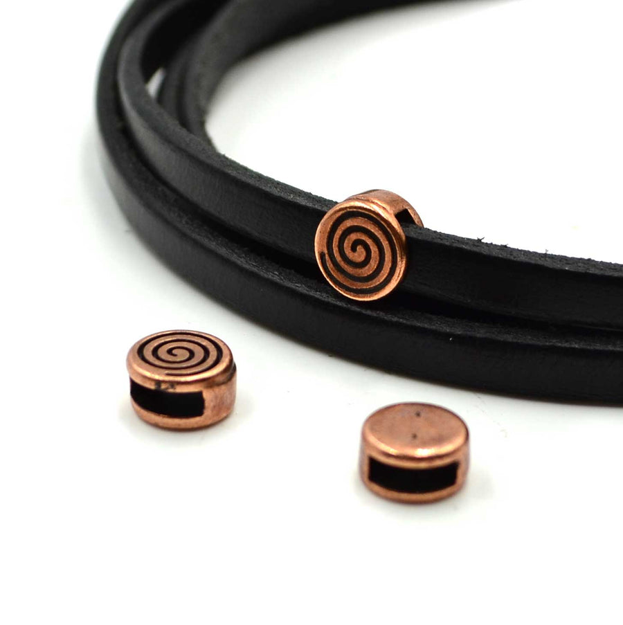 5mm Slider- Circle Coil- Antique Copper