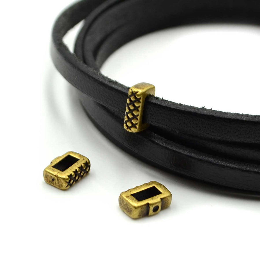 5mm Slider- Crosshatch- Antique Brass