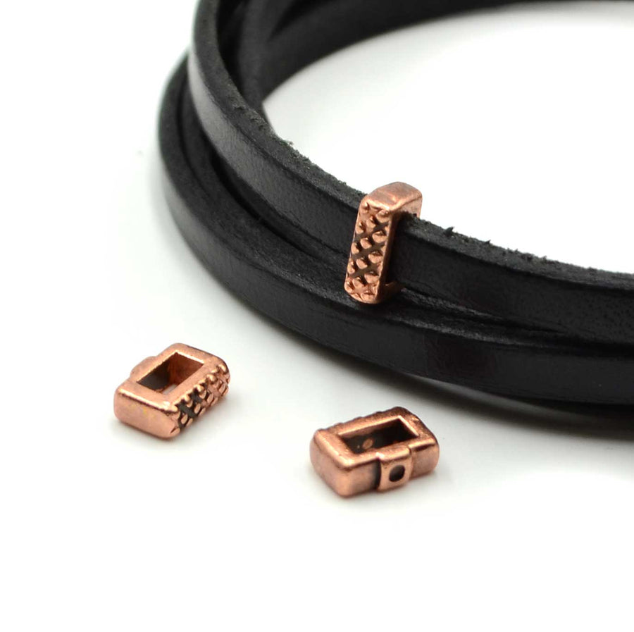 5mm Slider- Crosshatch- Antique Copper