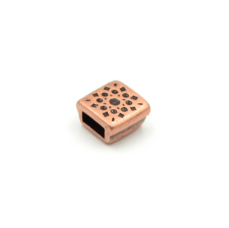 5mm Slider- Sunburst Square- Antique Copper