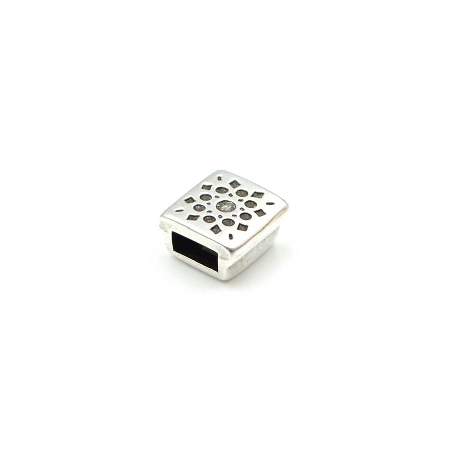 5mm Slider- Sunburst Square- Antique Silver