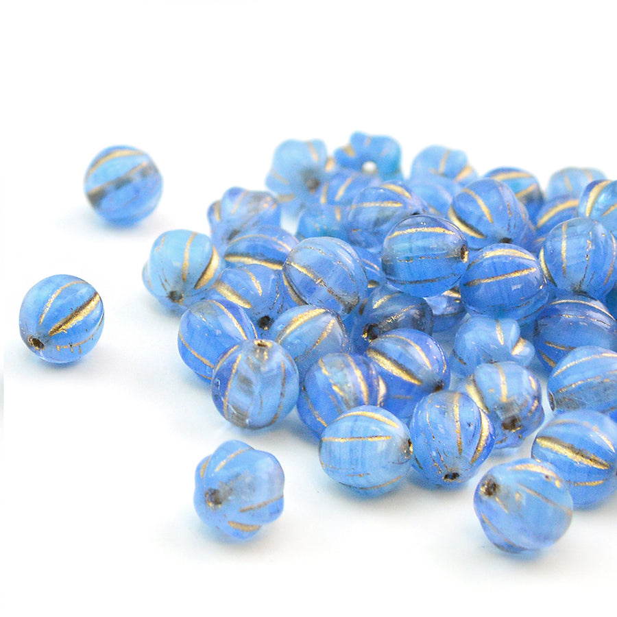 6mm Melons- Sapphire and Bronze - Beadshop.com