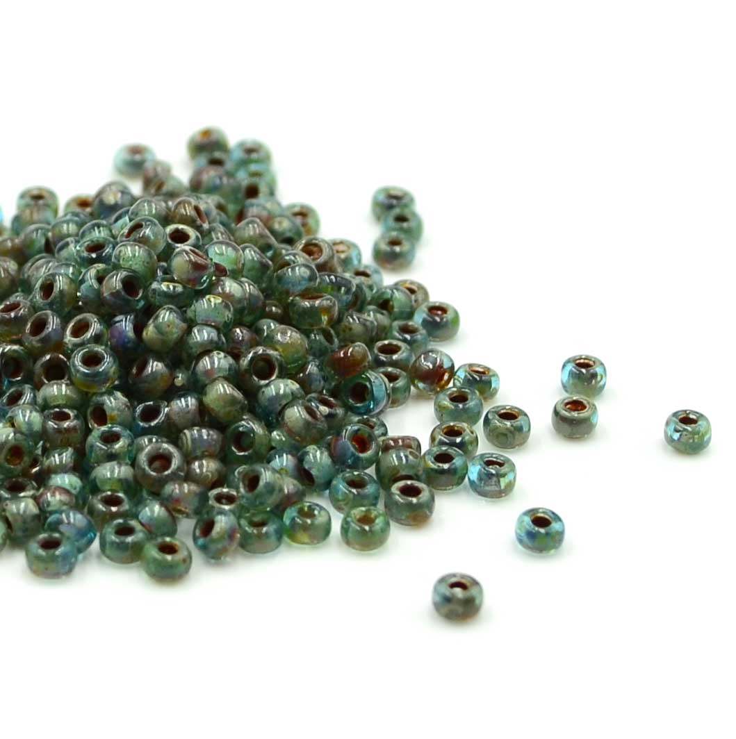 8-4506, Miyuki 22g Transparent Picasso Olivine