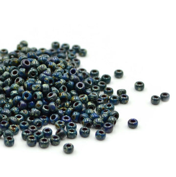 Miyuki 8 Round Seed Bead, 8-4511, Black Picasso