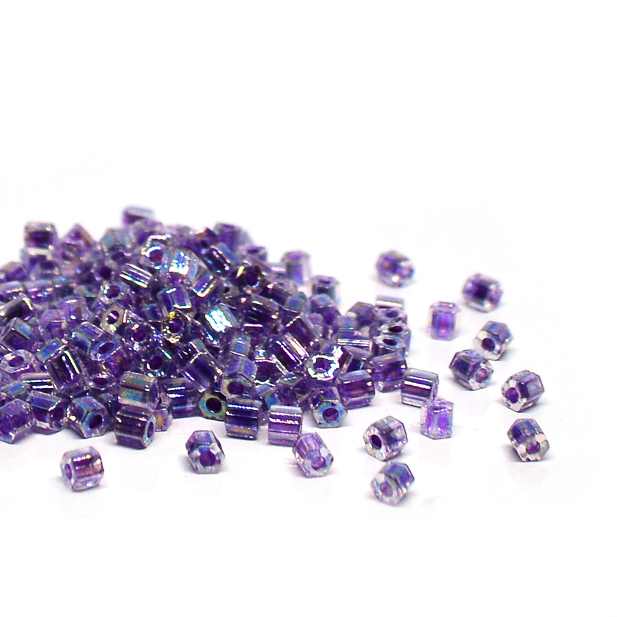 8C-274 Cut Amethyst Lined Crystal AB