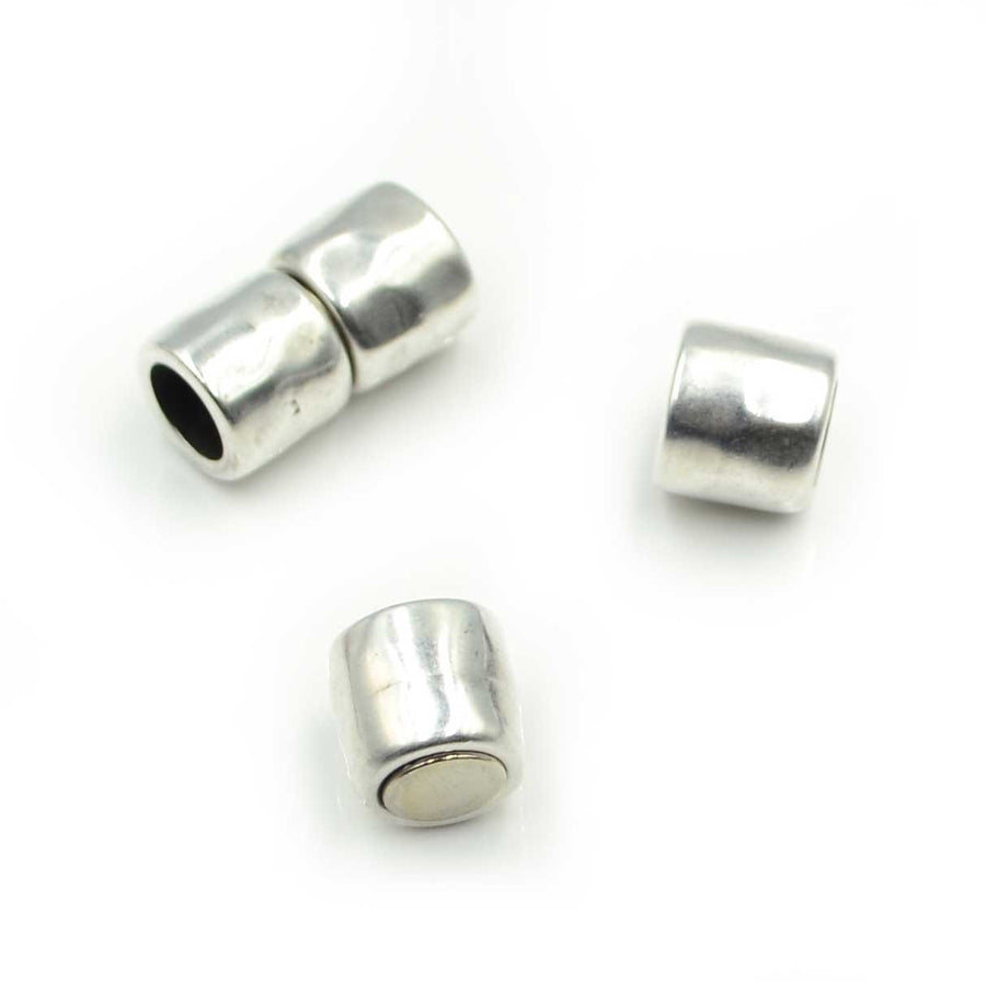 Round Hammered Clasp 8mm - Antique Silver