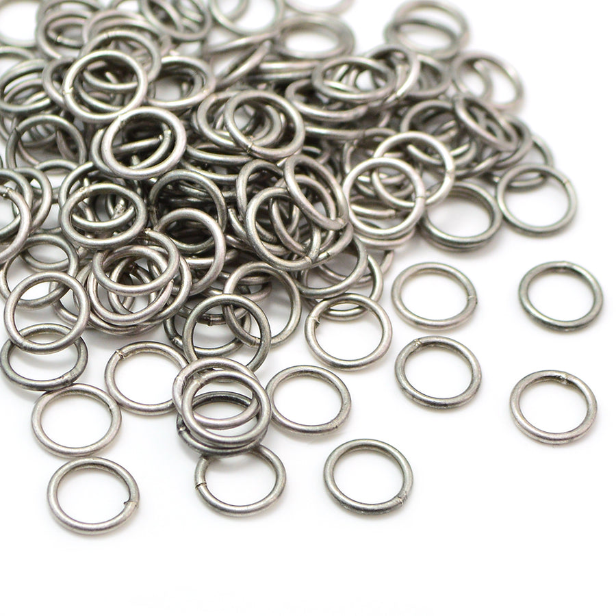 8mm/18g Soldered Jump Rings- Antique Silver