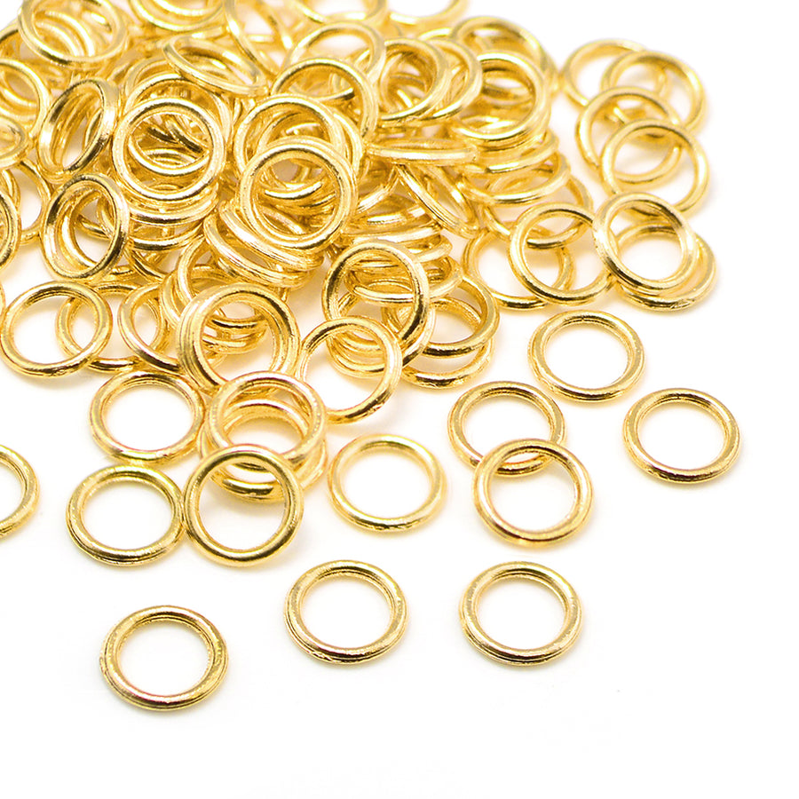8mm/18g Soldered Jump Rings- Bright Gold